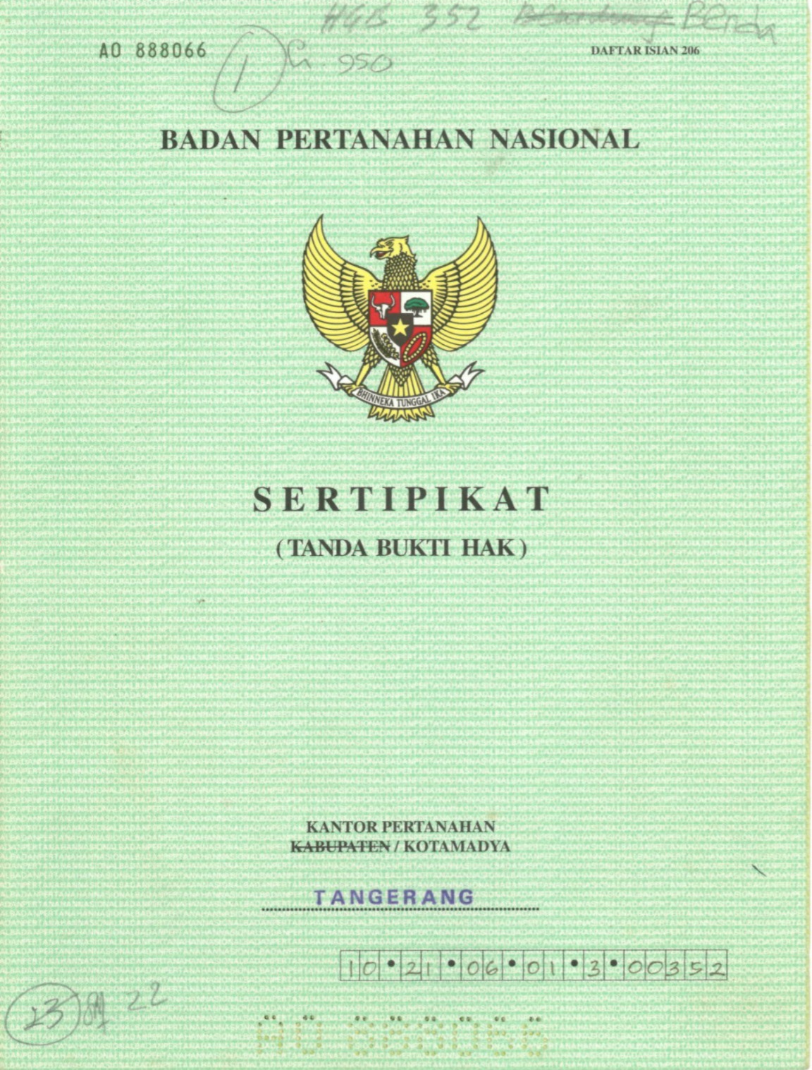 Foto Cover Sertifikat Depan