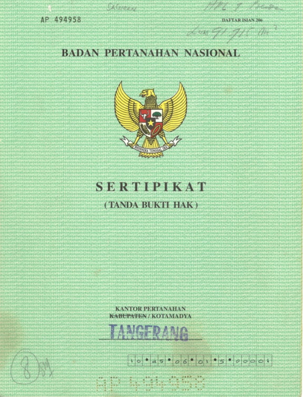 Foto Cover Sertifikat Depan