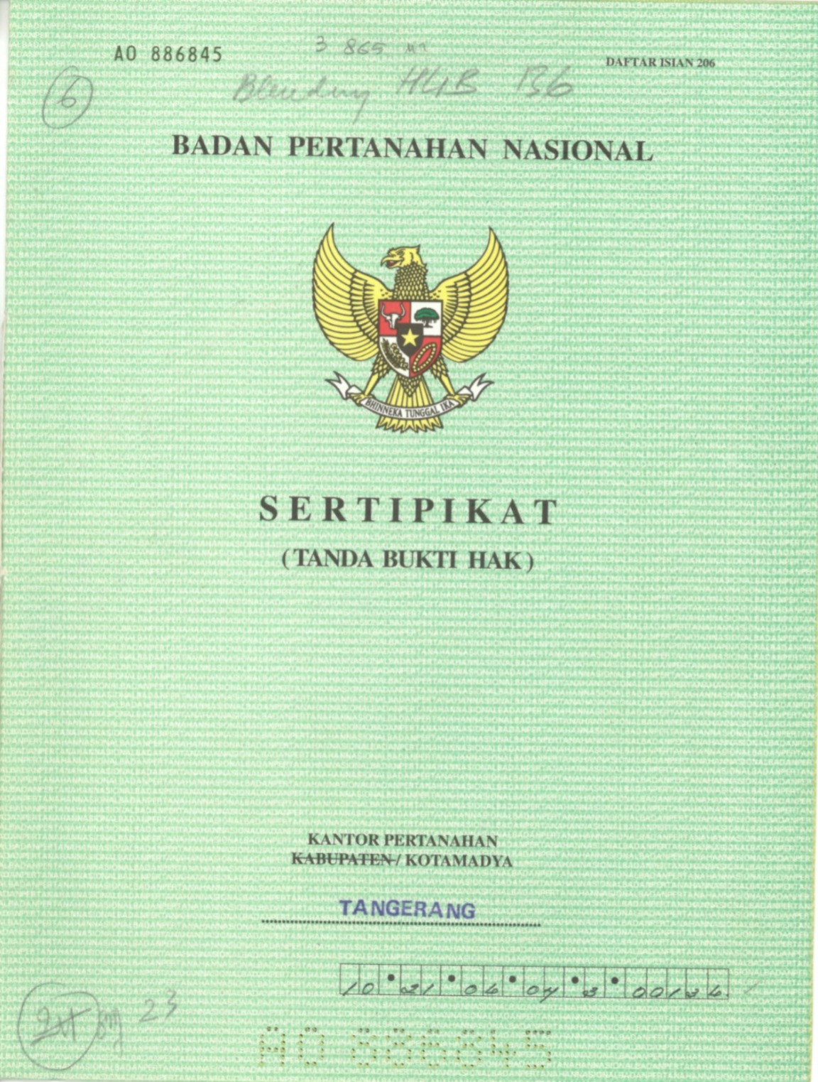 Foto Cover Sertifikat Depan