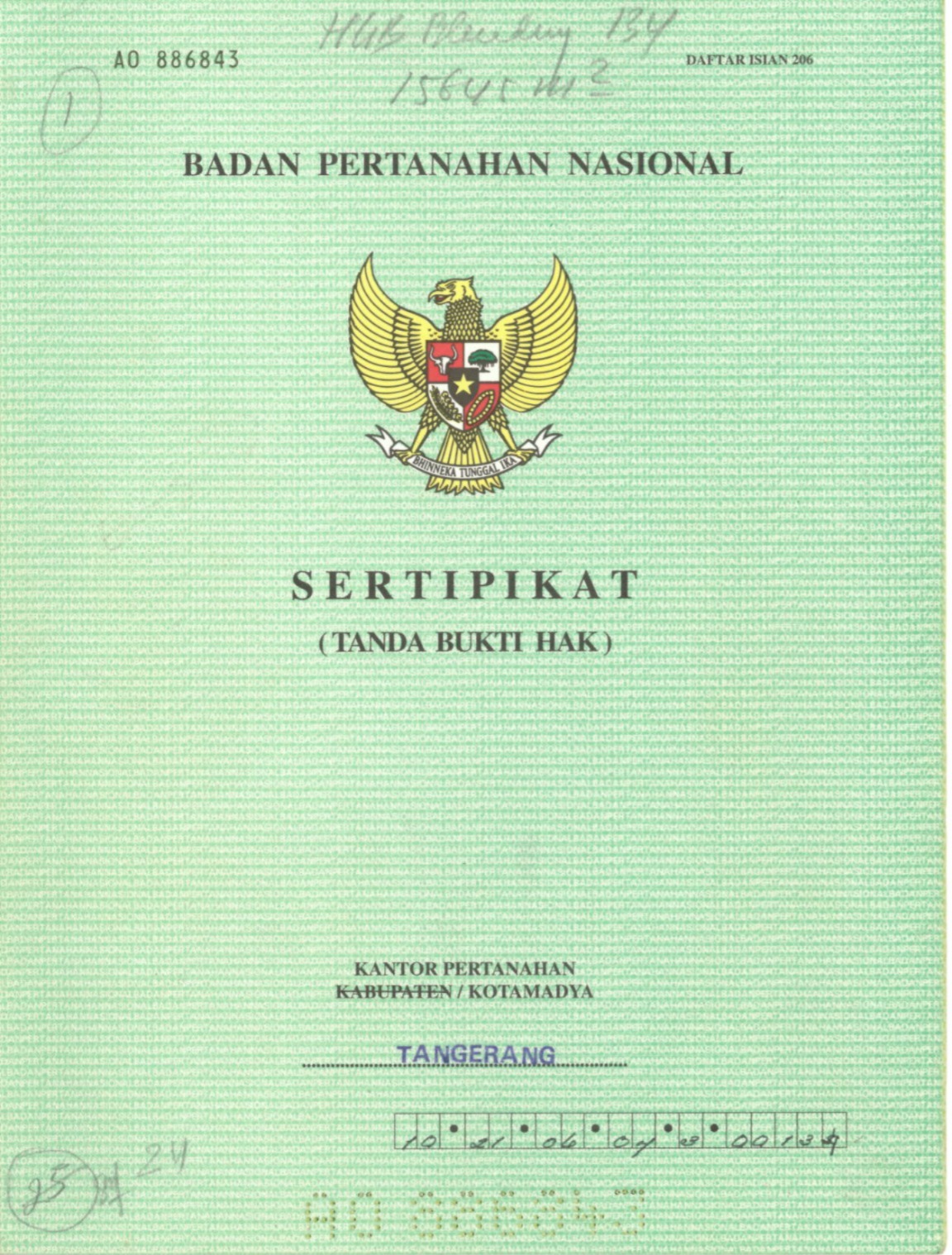 Foto Cover Sertifikat Depan