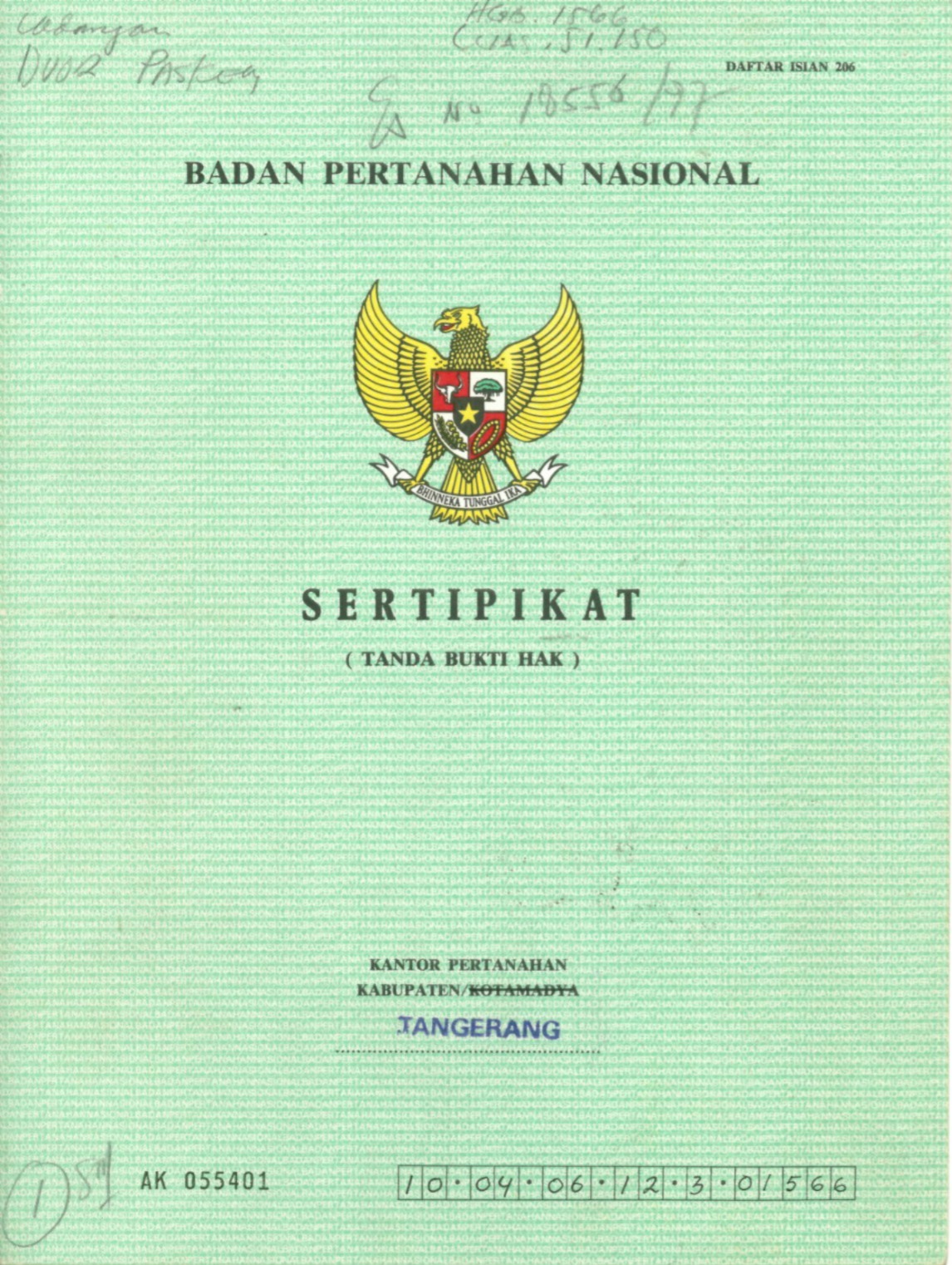 Foto Cover Sertifikat Depan