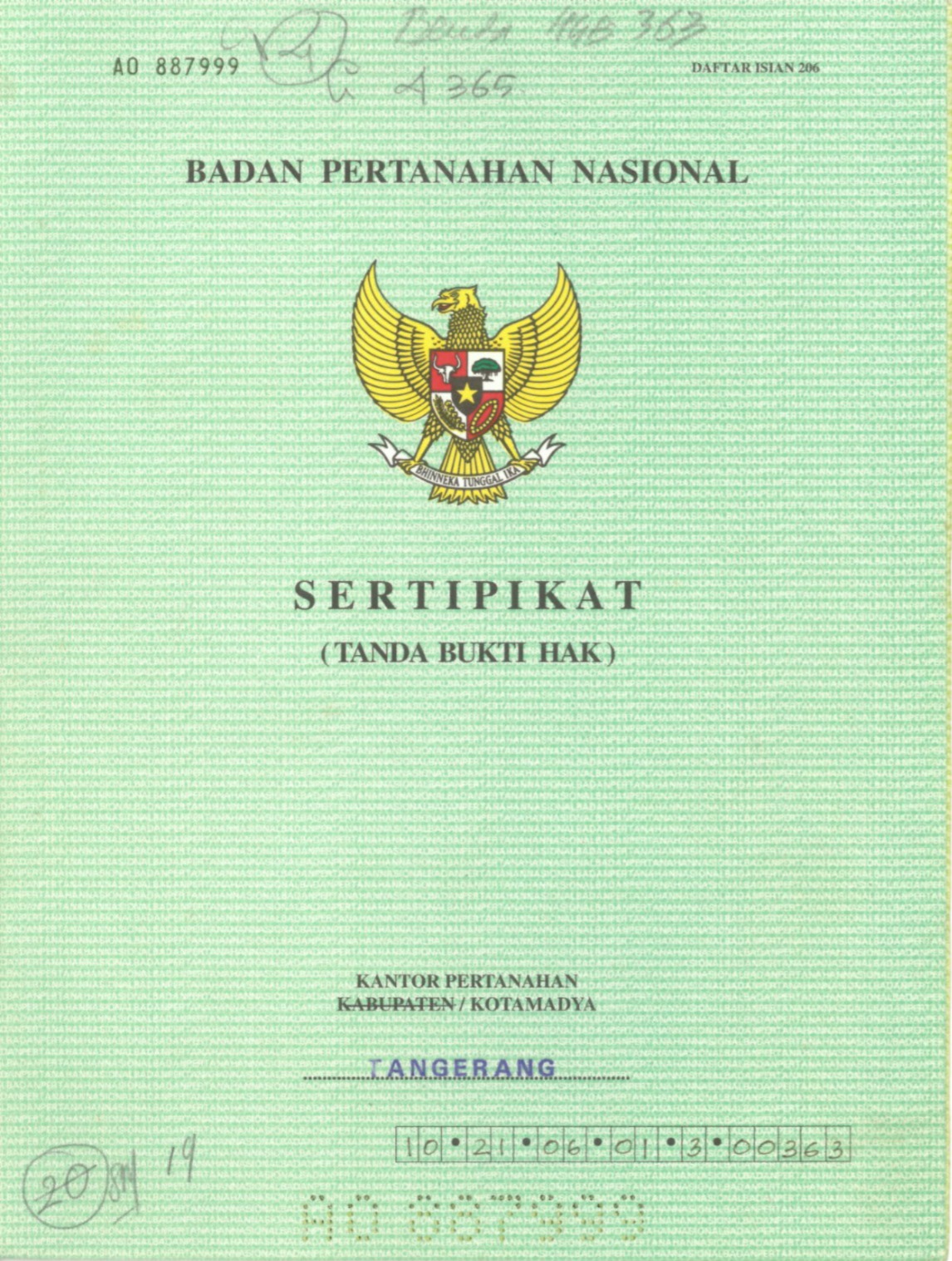 Foto Cover Sertifikat Depan